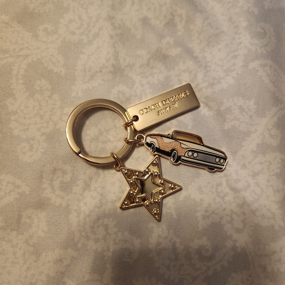 Coach Gold Key Holder with Star and Car Charms